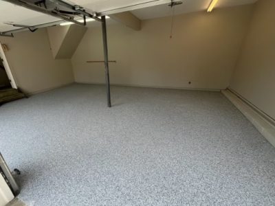 Our crew applied 1/4” Citadel Polyurea Chip System to the garage floor.