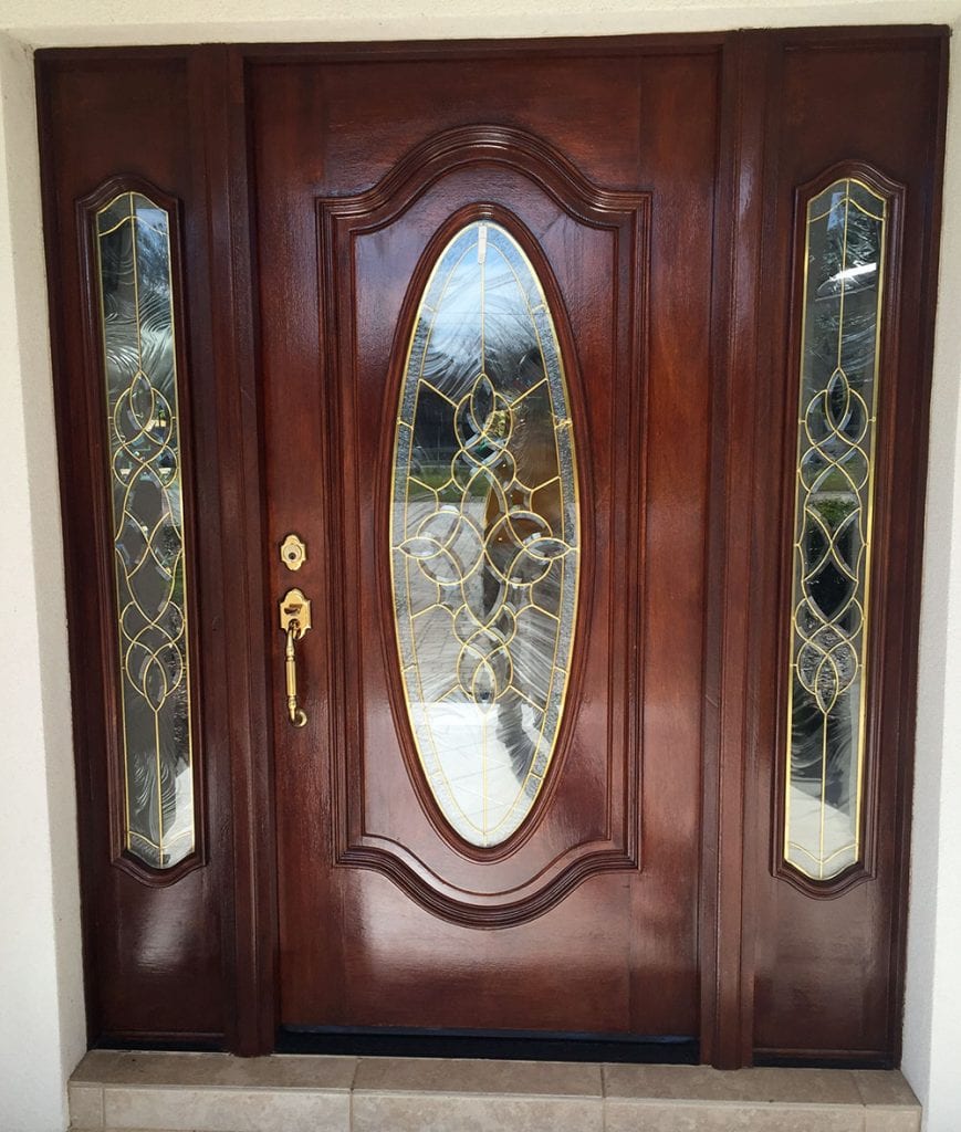 After Photo of Refinished Wooden Front Door Oviedo, FL
