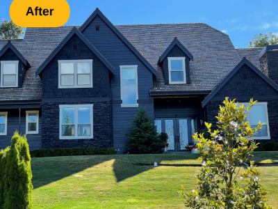 blue home after painting