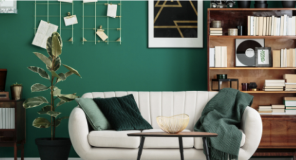 green walled living room