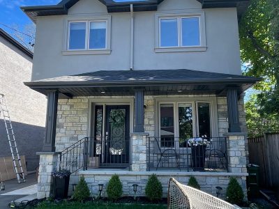 front of home with painted stucco