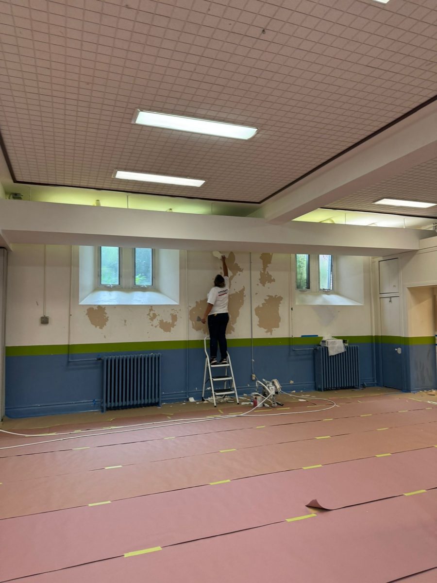 painter priming a gymnasium wall for repainting Preview Image 11