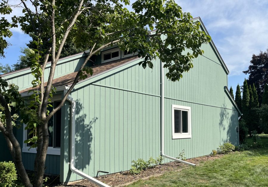 house with light green stained wooden siding Preview Image 2