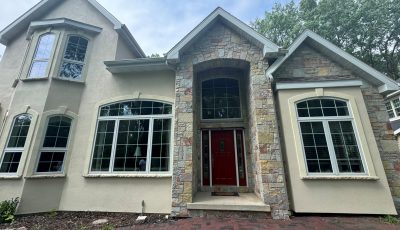 front exterior of stucco home
