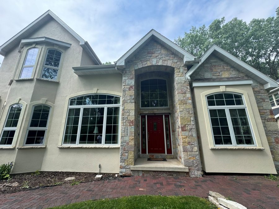 front exterior of stucco home