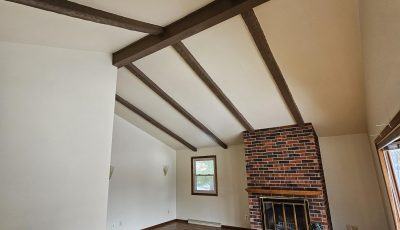 room interior with exposed beams