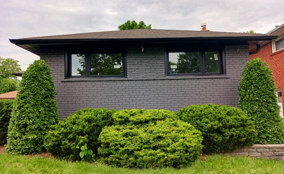 After we painted this home's brick exterior in Princess-Rosethorn