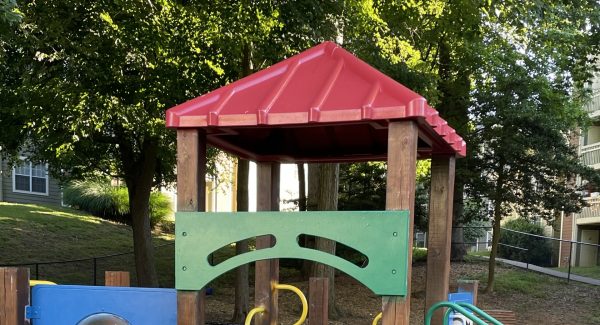 final result of the repainted community playground