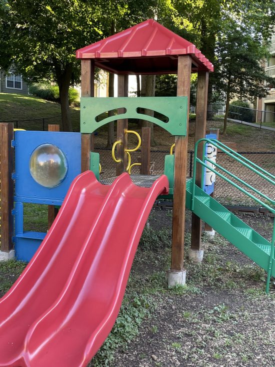 final result of the repainted community playground