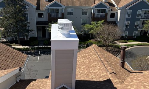 Wide Shot of Exterior Chimney Painting