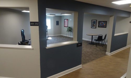 After Photo of Front Entrance Repainted Blue