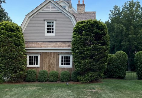 Side of shingle house in Westport.