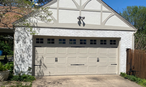 Limewashed Brick Garage Entrance