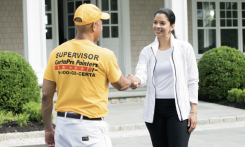 certapro employee and customer shaking hands