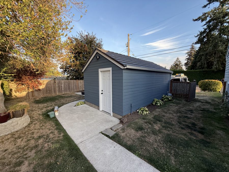 detached garage with repainted cedar siding Preview Image 5