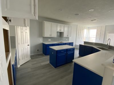 Blue and white cabinets in TX