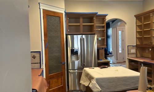 Cabinet Doors Removed for Finishing