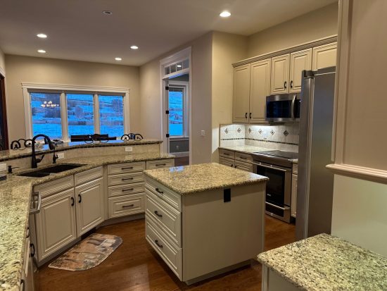kitchen with painted cabinets
