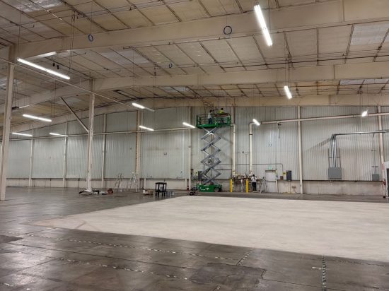scissor lift in warehouse