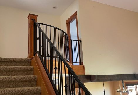 home interior with painted walls and stained beams