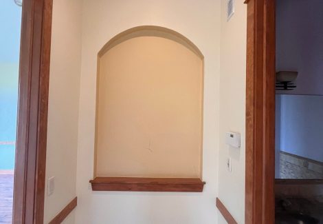 home interior with painted walls and stained beams