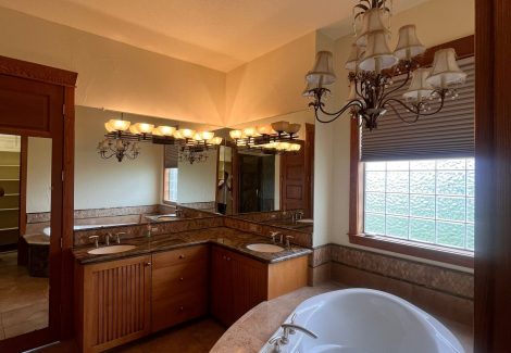 home interior with painted walls and stained beams