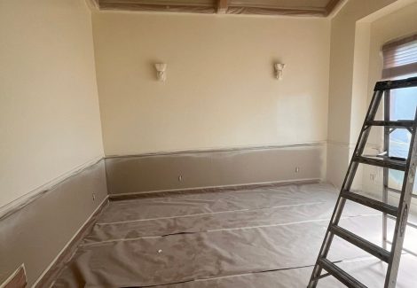 home interior with protective plastic during repaint