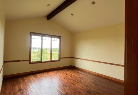 home interior with painted walls and stained beams