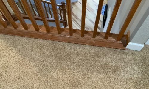 Newly Installed Carpeting Against Railing Base