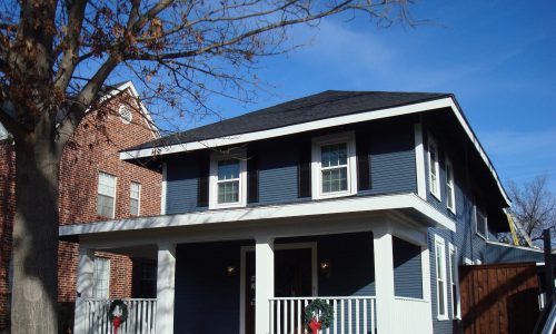 Residential Exterior Painting - Blue Home with enclosed porch