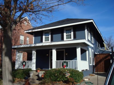 Residential Exterior Painting - Blue Home with enclosed porch