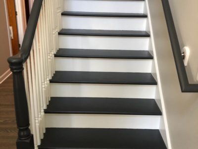 Walking up a freshly painted staircase