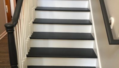 Walking up a freshly painted staircase