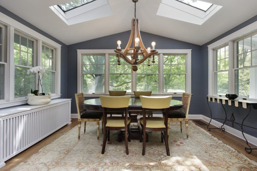 Painted blue dining room