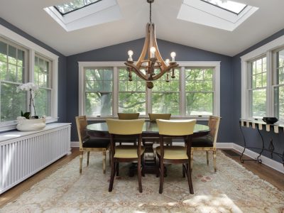 Painted blue dining room