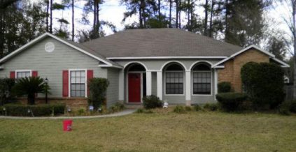 Local House Painter – Sage Green with White Window Trim and Red ...