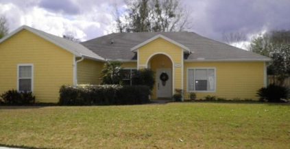 Exterior House Painting – Yellow Siding with White Window Trim ...