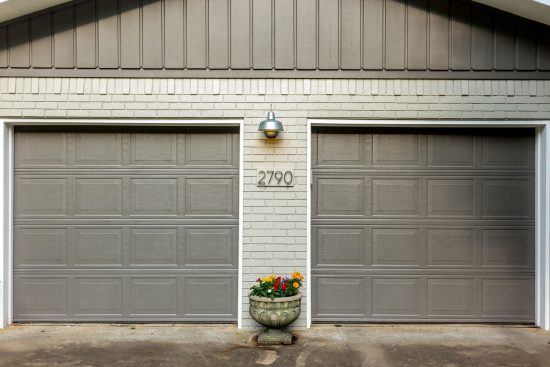 Garage doors and brick