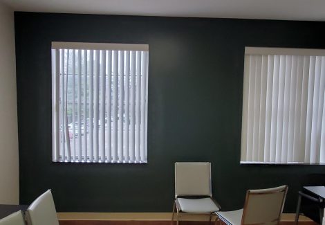 green accent wall in office space