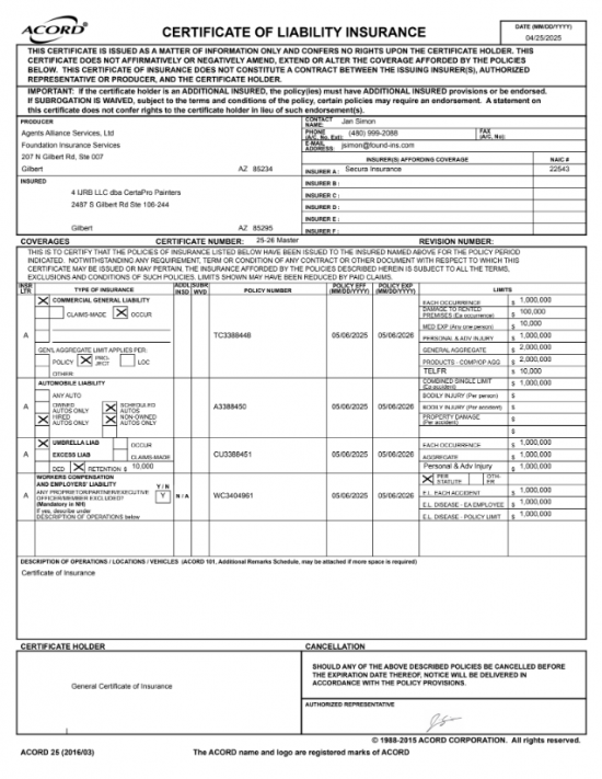 Certificate Of Insurance (2025)