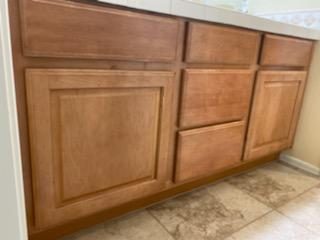 Bathroom cabinets sanded down