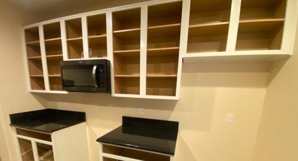 kitchen cabinet frames after being repainted.