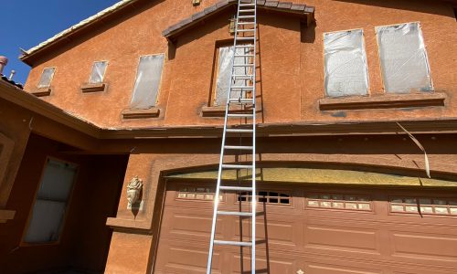 All the windows were covered in plastic prior to spraying