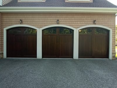 a garage in new jersey freshly painted brown