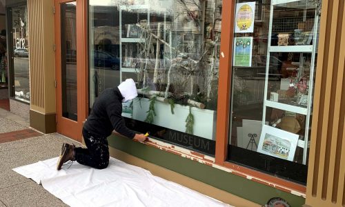 Our team working on the project.