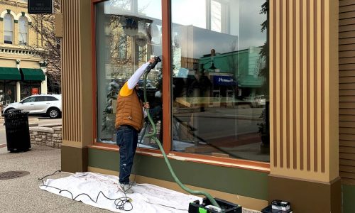 Our team working on the project.