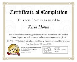 Kevin Horan Covid 19 Certificate