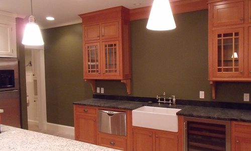 Kitchen Area With Stained Cabinets
