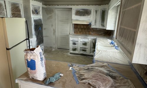 Kitchen Cabinet Painting & Remodel (During)