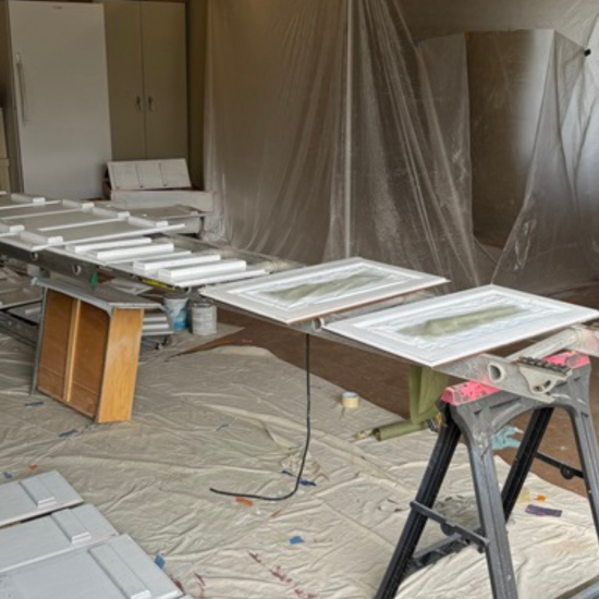 Kitchen Cabinet Painting & Remodel (During)